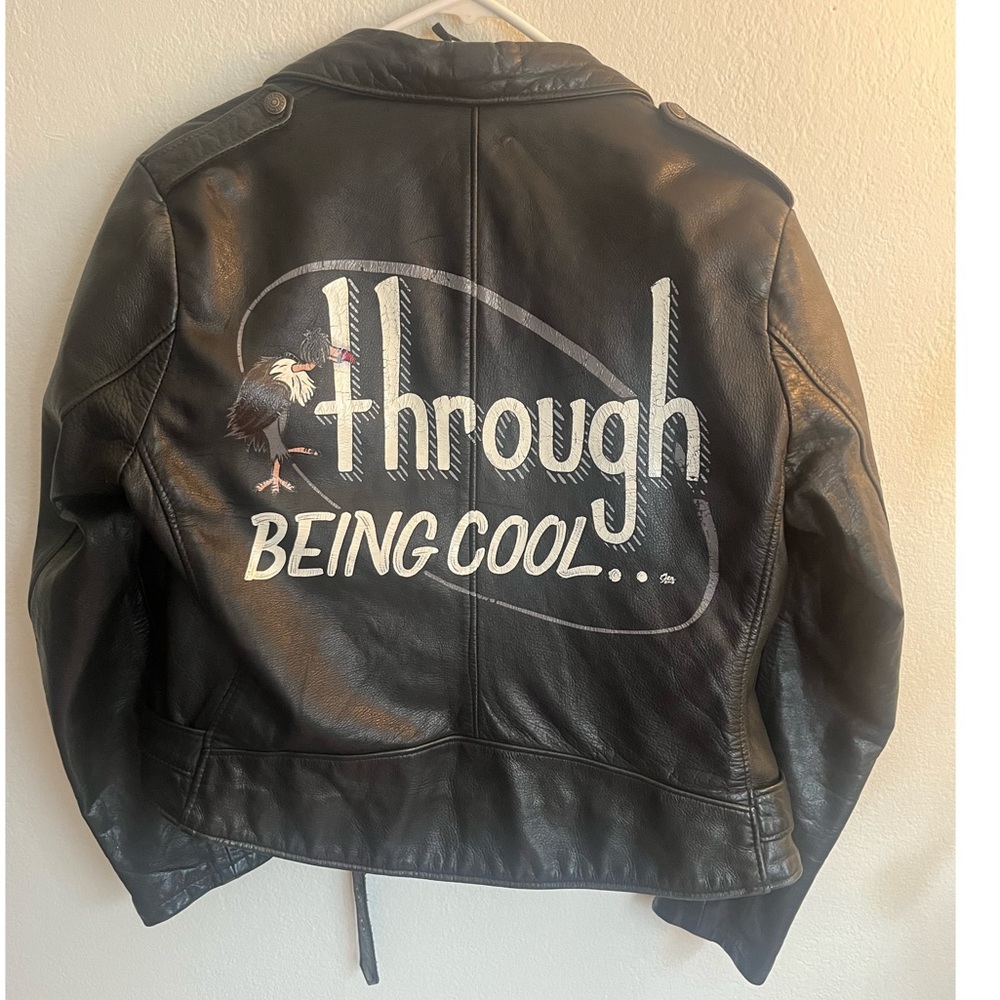 **HOLD FOR BUYER* Schott Perfecto leather motorcycle jacket with custom paint